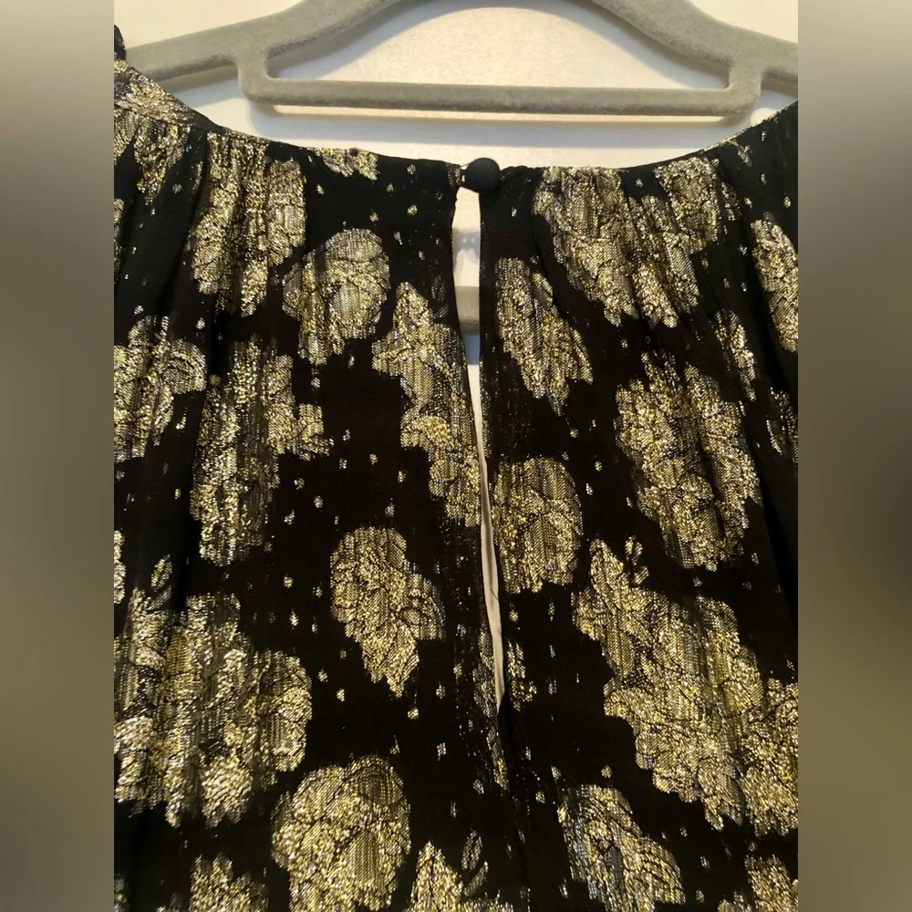 NWT Free People Dazzle Oversized Romper Gold Black Velvet Sparkle Size Large - Picture 10 of 13